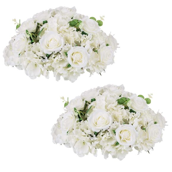 Other - 1570 Flower Ball Arrangement Bouquet - 2 Pcs 15.7 inch Diameter White